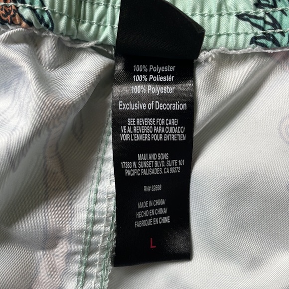 Maui and Sons Board Shorts Swim Trunks Retro Surf sz Large Pineapple Mint Green - Picture 5 of 7